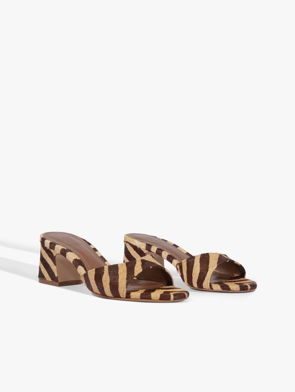 Schutz Harriet Animal Stripe Print Leather Mule Heel